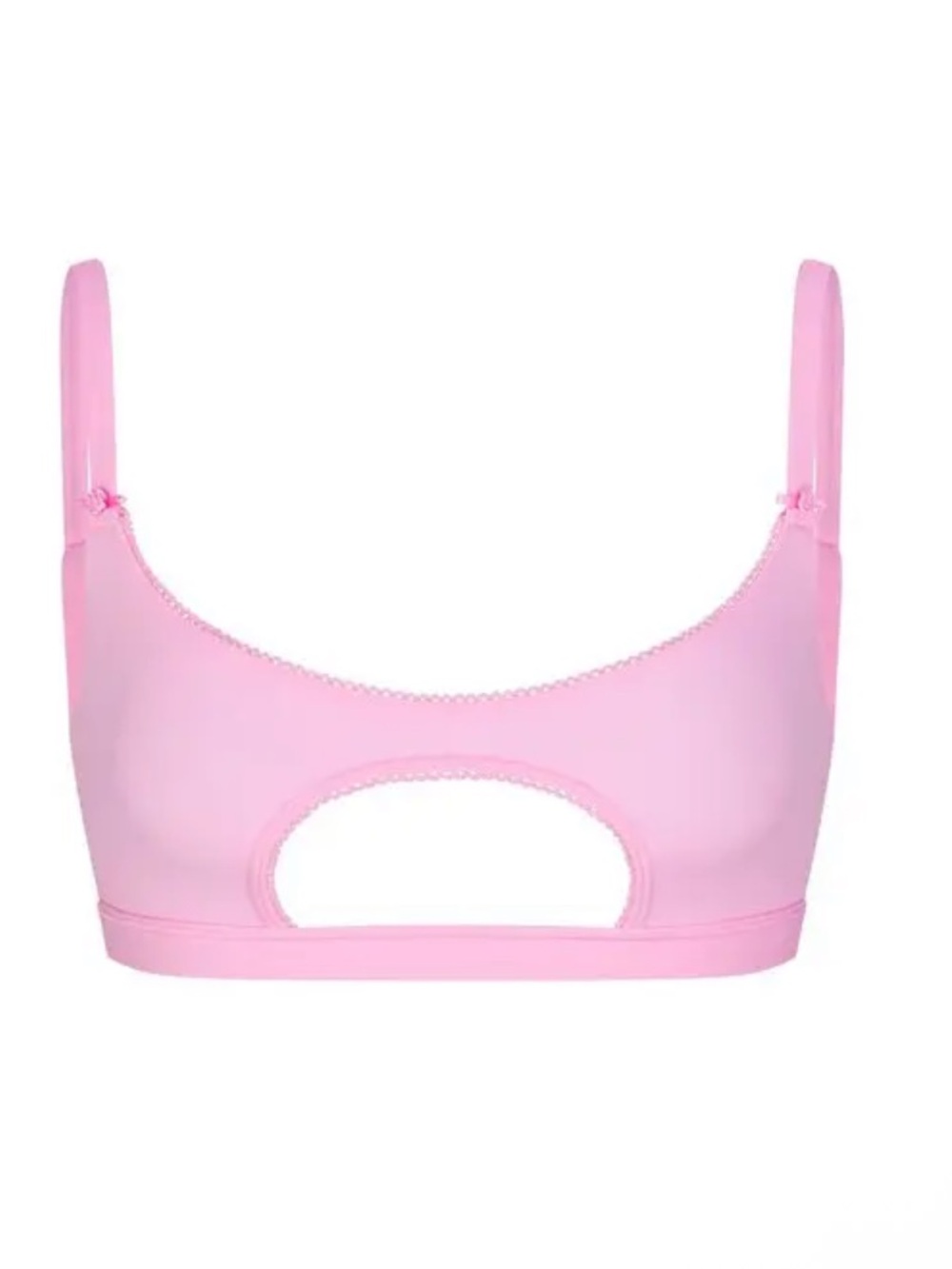 Skims Fits Everybody Picot Cut Out Scoop bralette pink bra w/ peekaboo hole - Picture 4 of 8